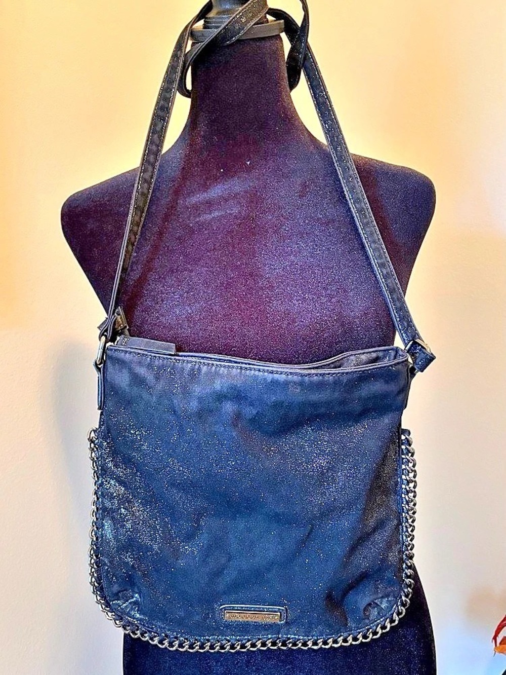 Stella McCartney Black Chain Trim Crossbody Bag
